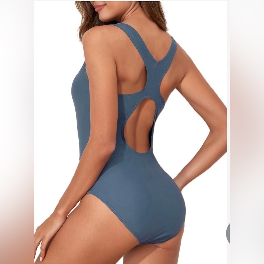 One Piece Swimsuit Training Racerback Full Coverage Swimwear Ashleigh Blue 2X